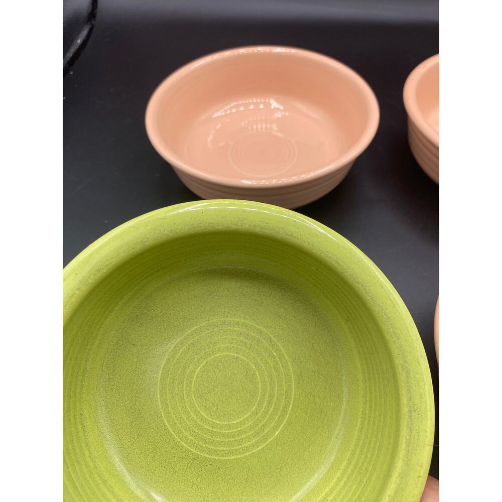 Vintage Fiesta Ware 3 Round Fruit / Cereal green and Apricot Bowls - Picture 6 of 6